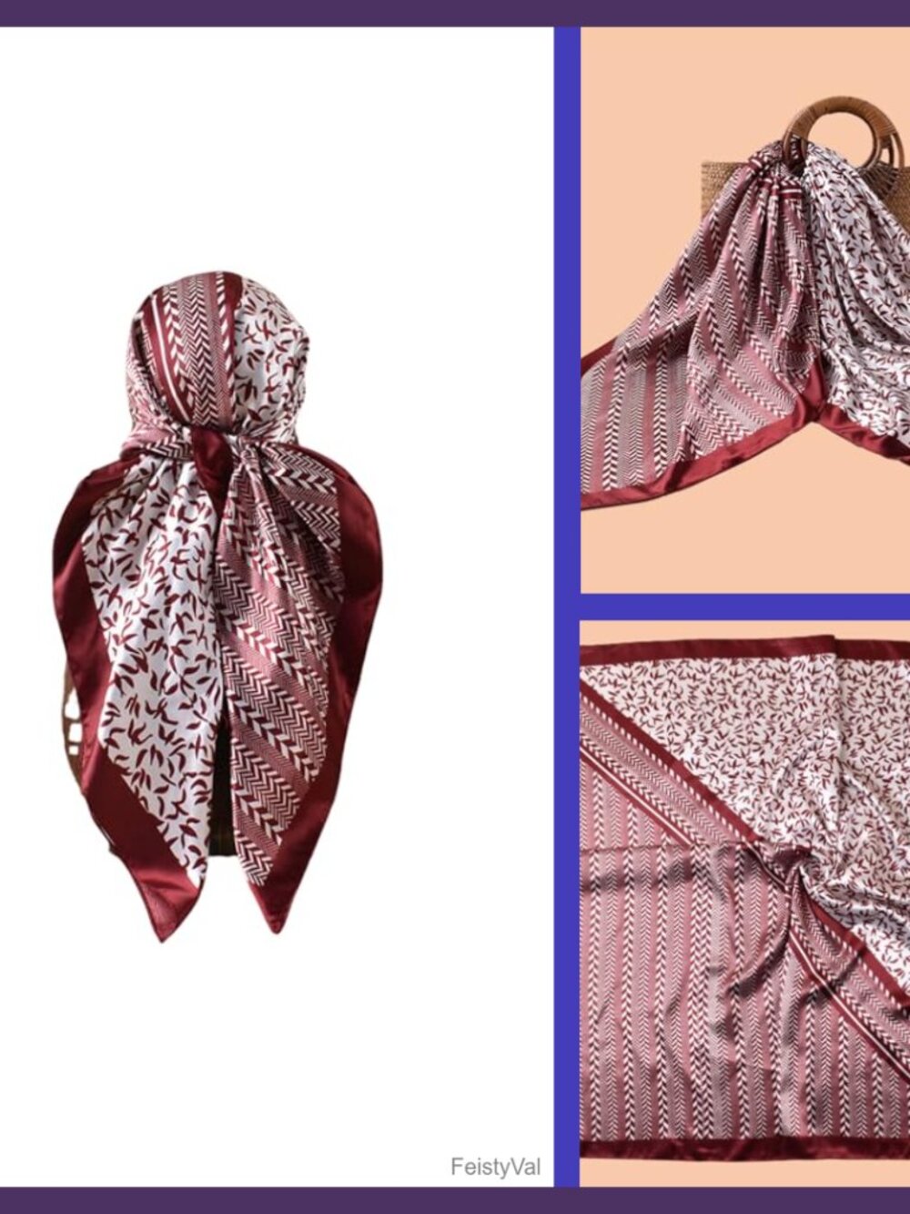 Polka Dot Print Satin Head Scarf Like Silk Hair Wrapping Bandanas Square Shawl